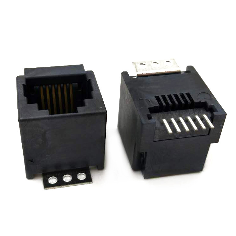 R11/RJ25 Connectors, 6P6C SMT with Metal foot, Single Port,Top entry